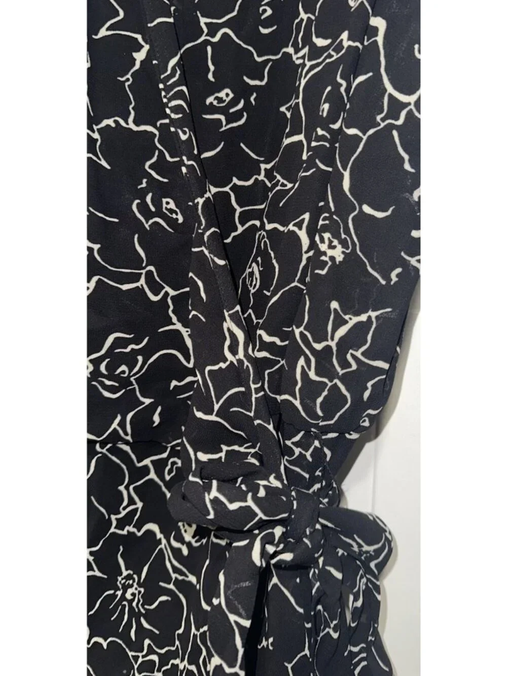 Y2K Jones New York Wrap Maxi Dress Sz 12 Black White Floral Whimsygoth Cottage